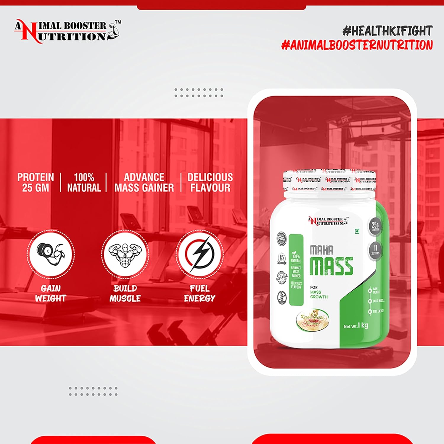 Buy Now Animal Booster Nutrition Maha Mass Gainer, 25 Grams Of Prote...