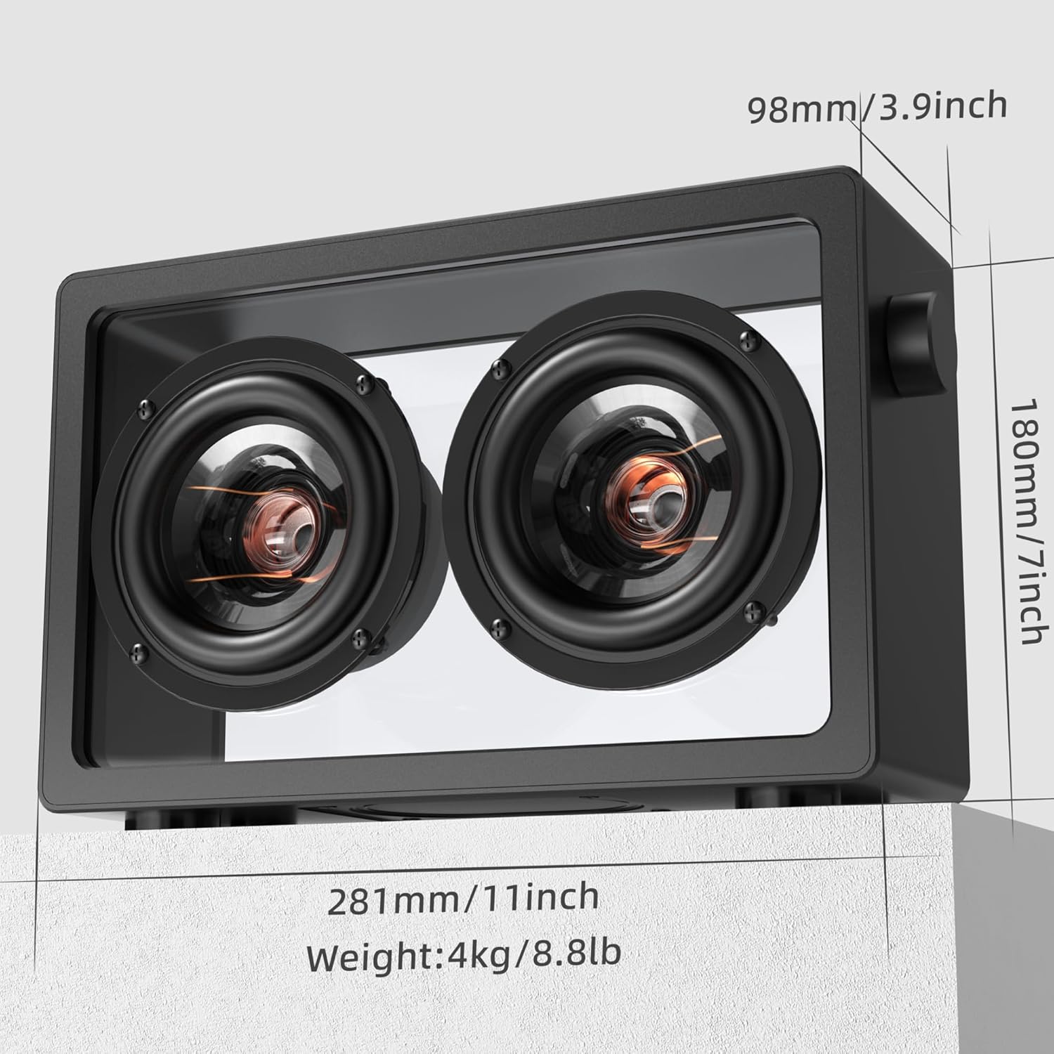 KETELESE Bluetooth Speaker, Glass Body and Unique Glass Speaker Diaphragms, 40W Minimalist Design, Crystal Clear Sound, Wireless Hi-Res Audio, Ideal for Music Lovers- Black