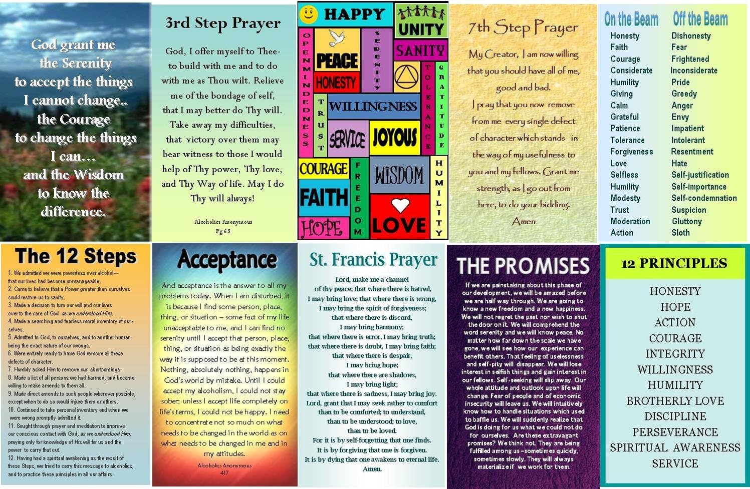 AA / 12 Step Wallet Card Assortment (10)- Sobriety Gifts