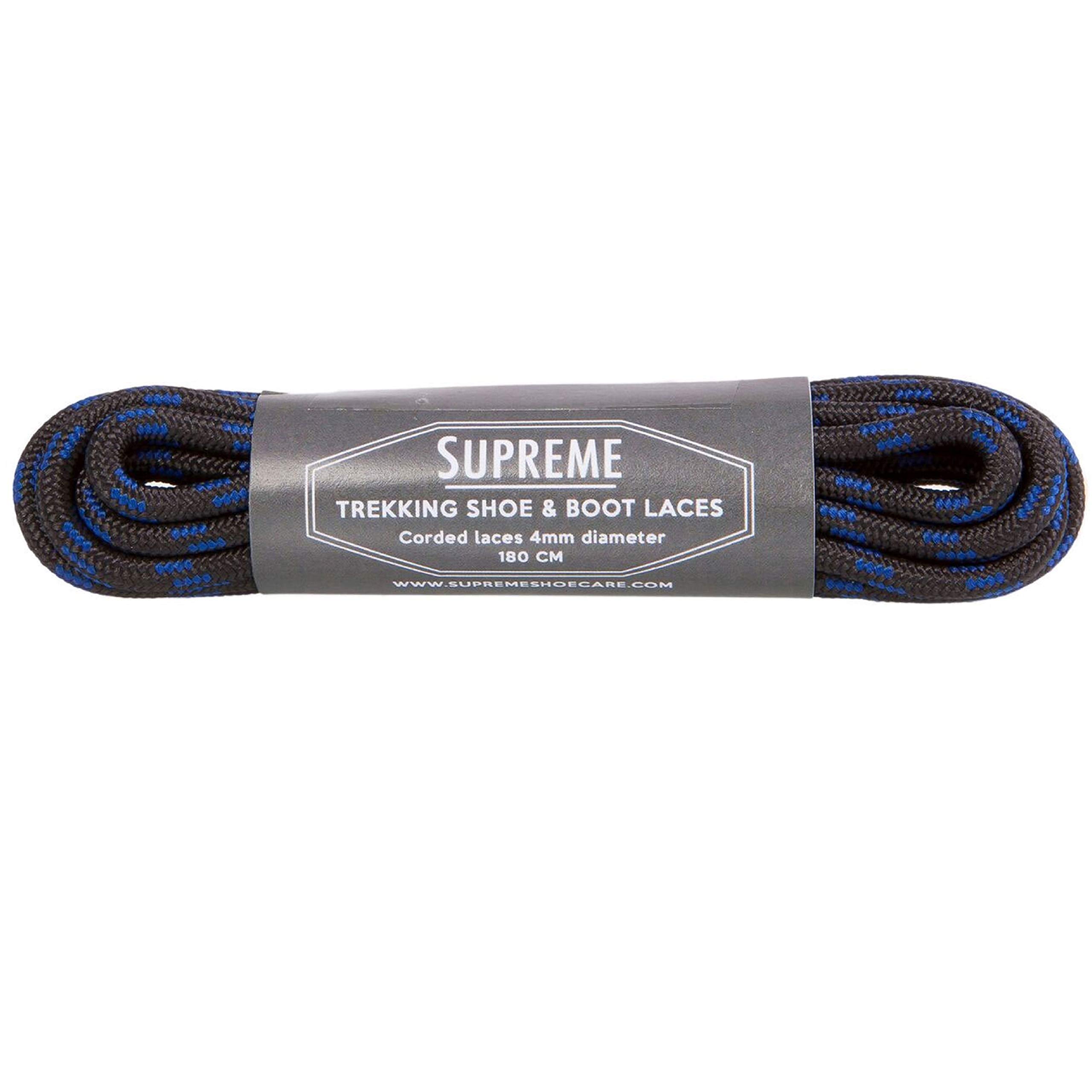 Supreme Trekking Shoe & Boot Laces - Tough & Durable Premium Laces (180cm, Black & Blue Fleck 16)