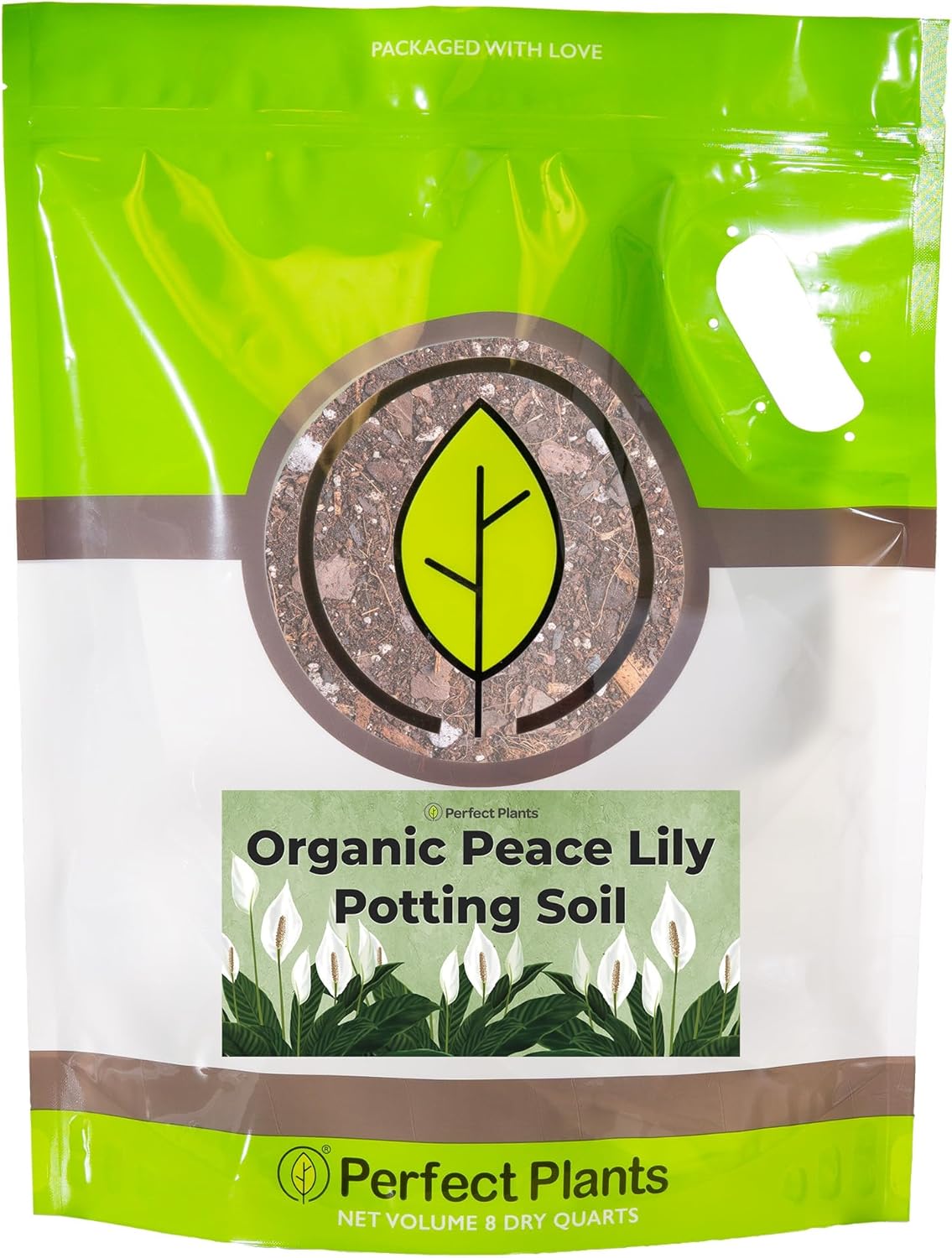 Organic Peace Lily Potting Soil by Perfect Plants | Organic Premium Mix | Use with Peace Lily, Pothos, or Other House Plants (4qt)