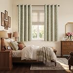 jinchan Farmhouse 80% Blackout Drapes for Bedroom Thermal Curtains Darkening Scroll Floral Patterned Thermal Insulated Drapes Living Room Vintage Country Curtain 63 inch Long 2 Panels Sage Green
