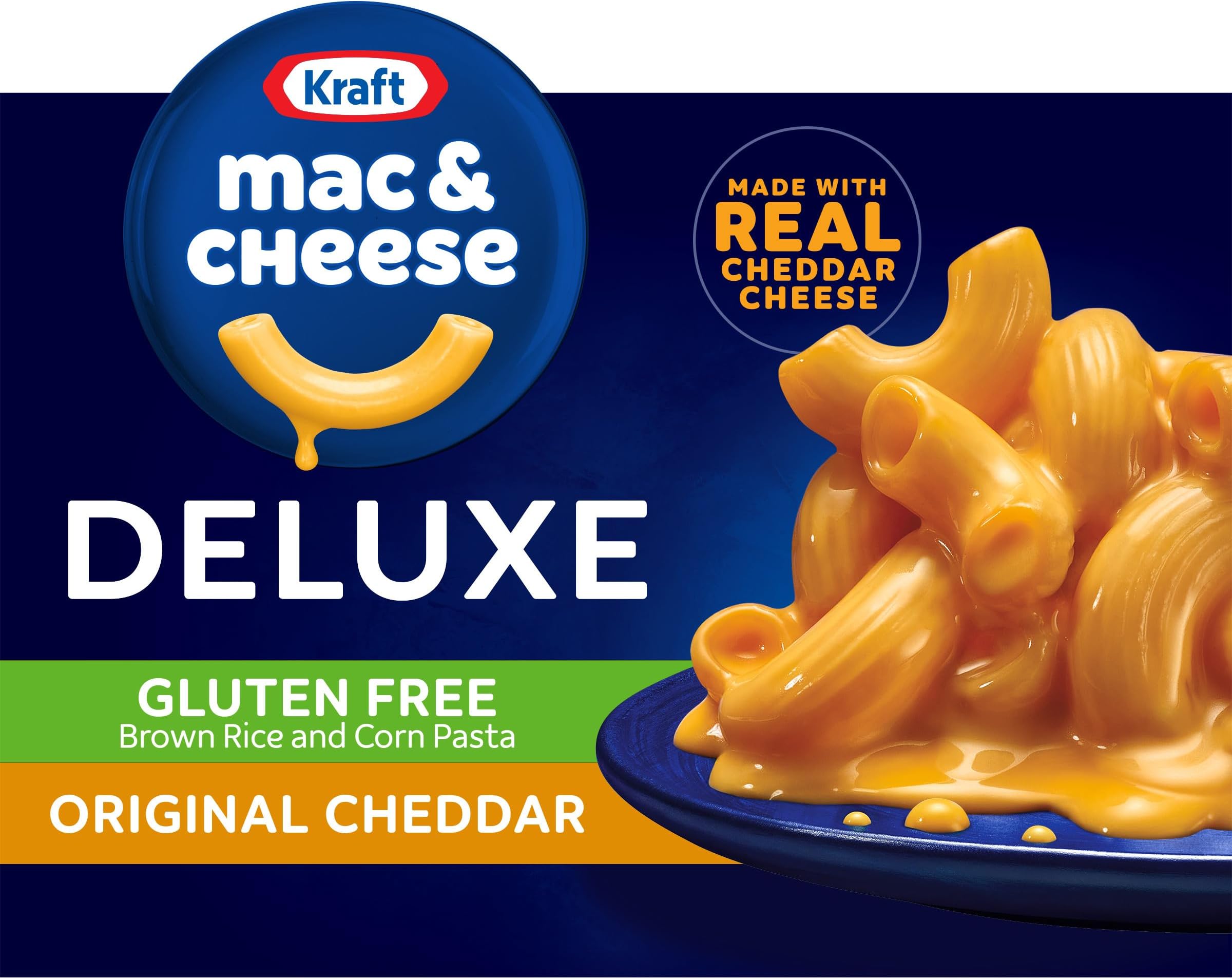 Kraft Deluxe Gluten Free Mac and Cheese, Brown Rice and Corn Pasta, 1 Box, for Easy Dinner or Dinner Sides, Original Cheddar Flavor, No Artificial Flavors, 12 oz