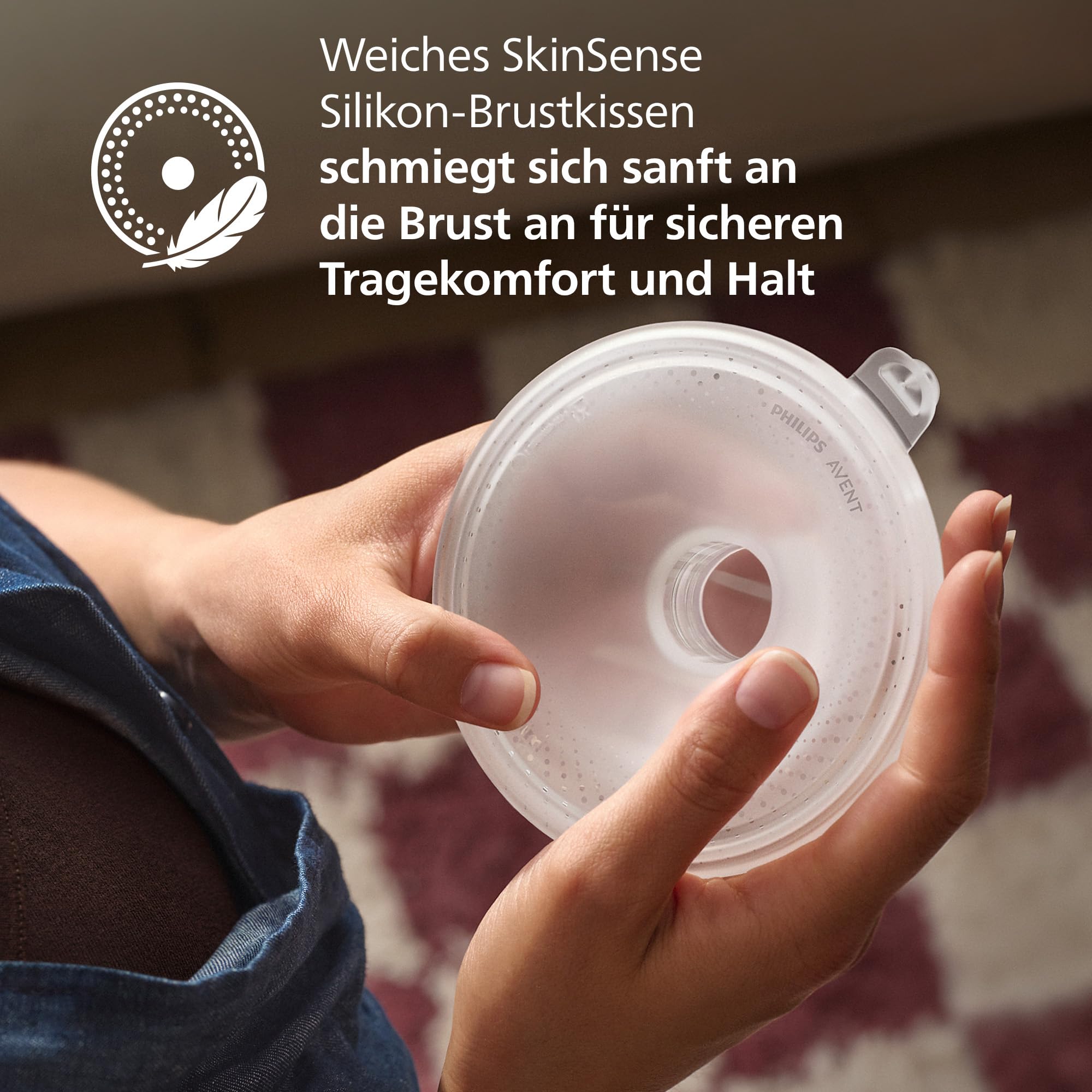 Philips Avent Natural Care Hands-free tragbare elektrische Doppelmilchpumpe – spiegelt den Trinkrhythmus des Babys wider, SkinSense Brustkissen für ultimativen Komfort, Krankenhausqualität, SCF495/11