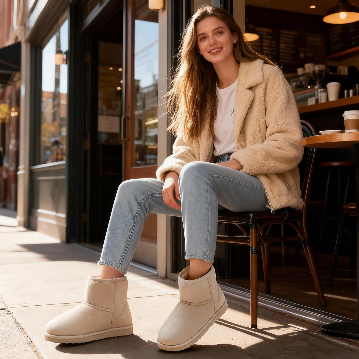 Zizor Women's Cozy Short Bootie Slippers, Winter Warm Hard Bottom House Shoes with Fuzzy Lining - Image 2