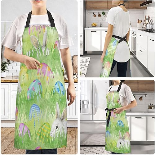 Miniatura 6 de Delantales de acuarela para huevos de Pascua para mujeres y hombres delantal de cocina con cuello ajustable y bolsillos grandes para cocinar hornear