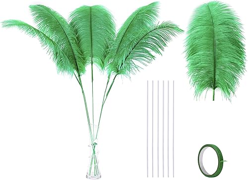 Miniatura 8 de Ballinger Plumas grandes de avestruz champán  12 piezas de 24 a 26 pulgadas, kit de fabricación de plumas bohemias para jarrón, centros de mesa de