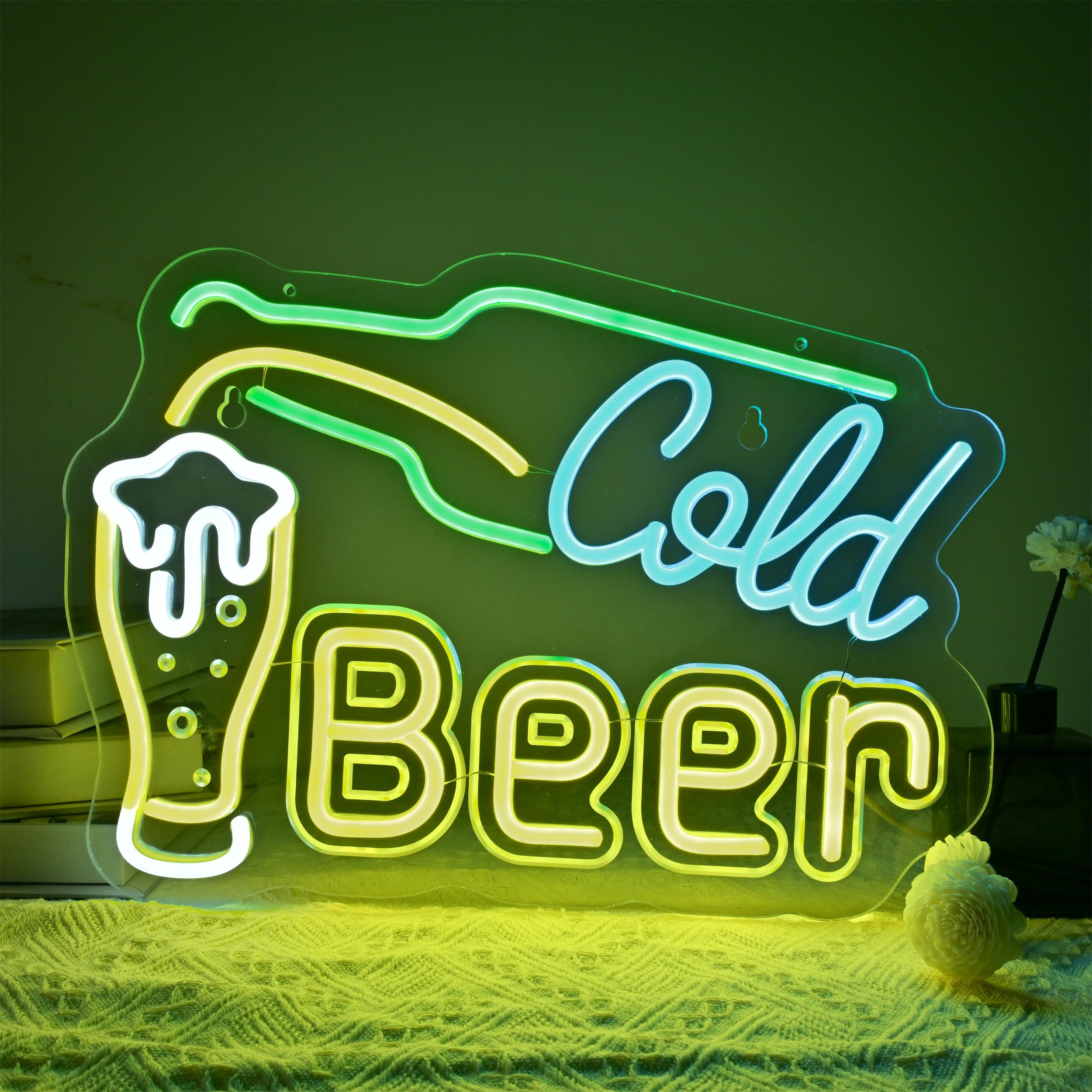 Amazon | CNBEYOUNG ビールネオンサインライト お酒 Cold Beer 居酒屋