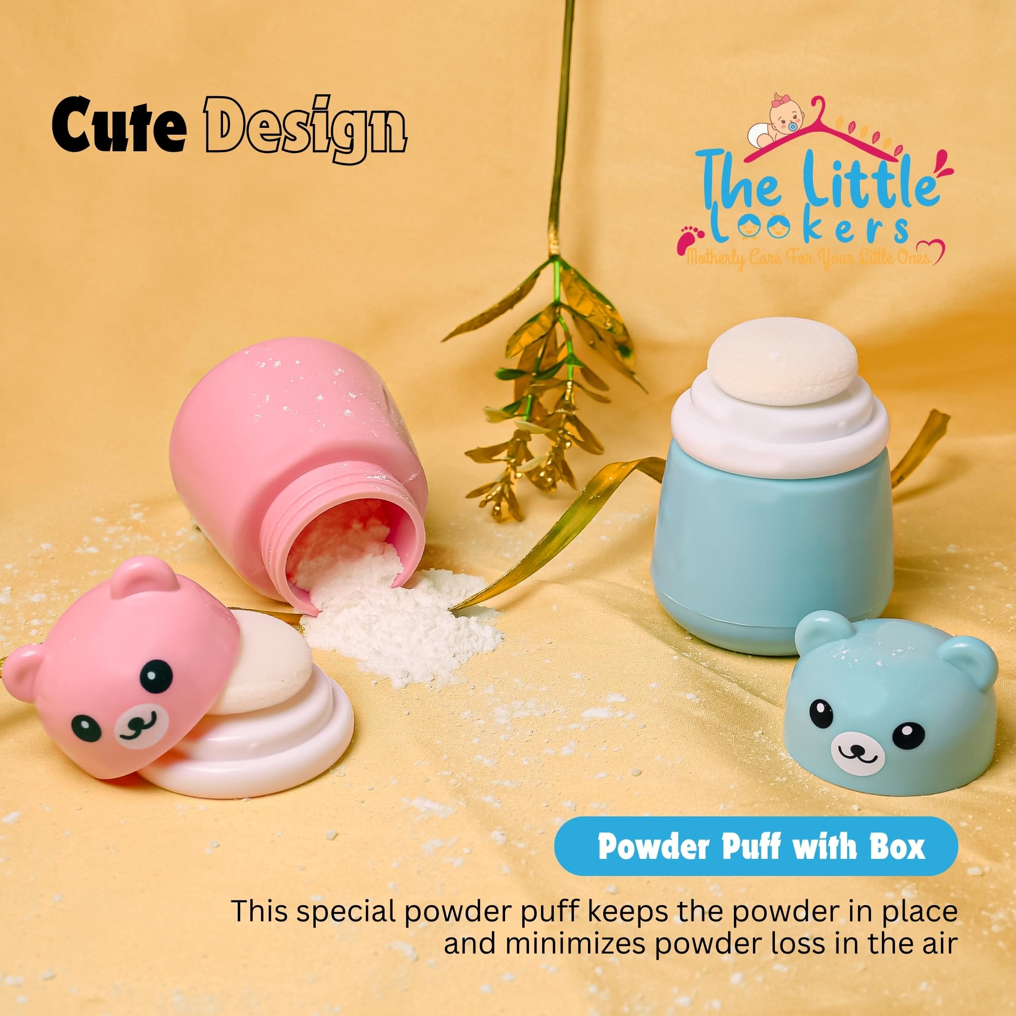 THE LITTLE LOOKERS Baby Powder Puff | Baby Powder Puff With Box | Powder Puff With Box Holder Container | Powder Puff For Babies | Puff Powder Box (Panda-Blue),Pack Of 1 - Image 2 thumbnail