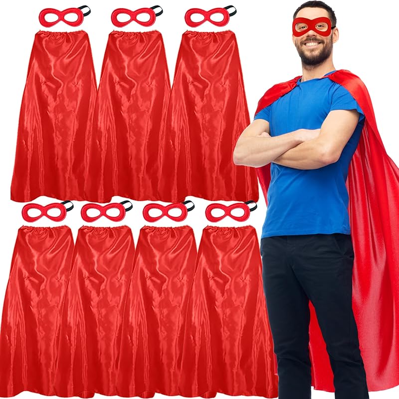 Capas y máscaras de superhéroe para adultos, disfraz de superhéroe para hombres y mujeres, recuerdos de fiesta de disfraces de Halloween, paquete de 7
