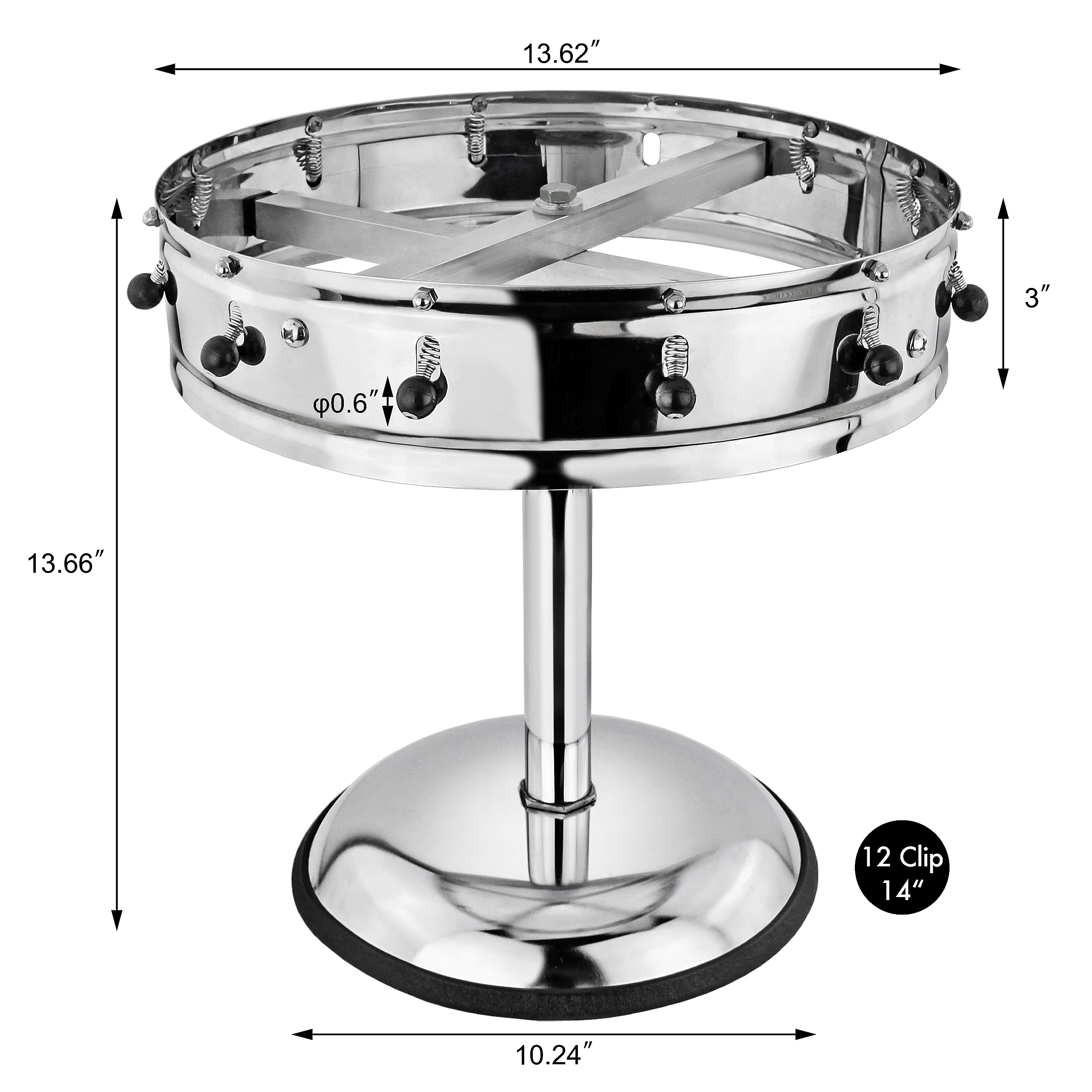 Nueva estrella acero inoxidable para rueda Ticket Holder, 12 Clips, 14 pulgadas de diámetro con 25,4 cm cromado con base pesada, 1 pieza
