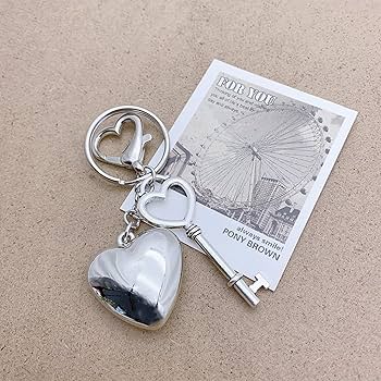 Amazon.co.jp: ハートペンダントキーホルダーシルバーラブキー