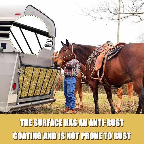 Miniatura 3 de Zonon Comedero de heno de pared para caballos con 24 galones, gran capacidad, 31.5 x 15.5 x 22.5 pulgadas, montado en la pared, soporte de heno de