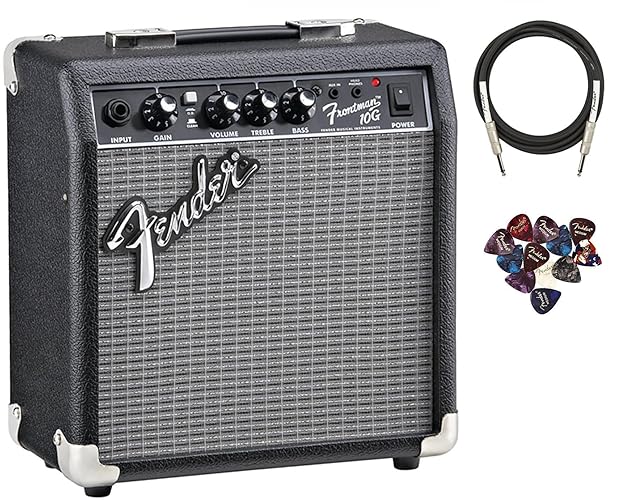 Fender Frontman 10G Guitar Combo Amplifier - Black Bundle with Cable and Austin Bazaar Exclusive 12-Pack Picks