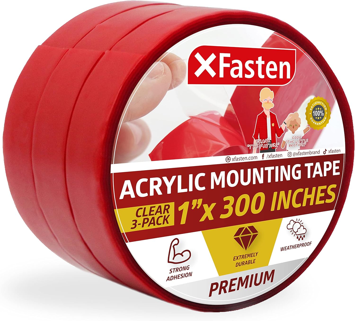 XFasten Extreme DoubleSided Acrylic Mounting Tape Removable, 1Inch x