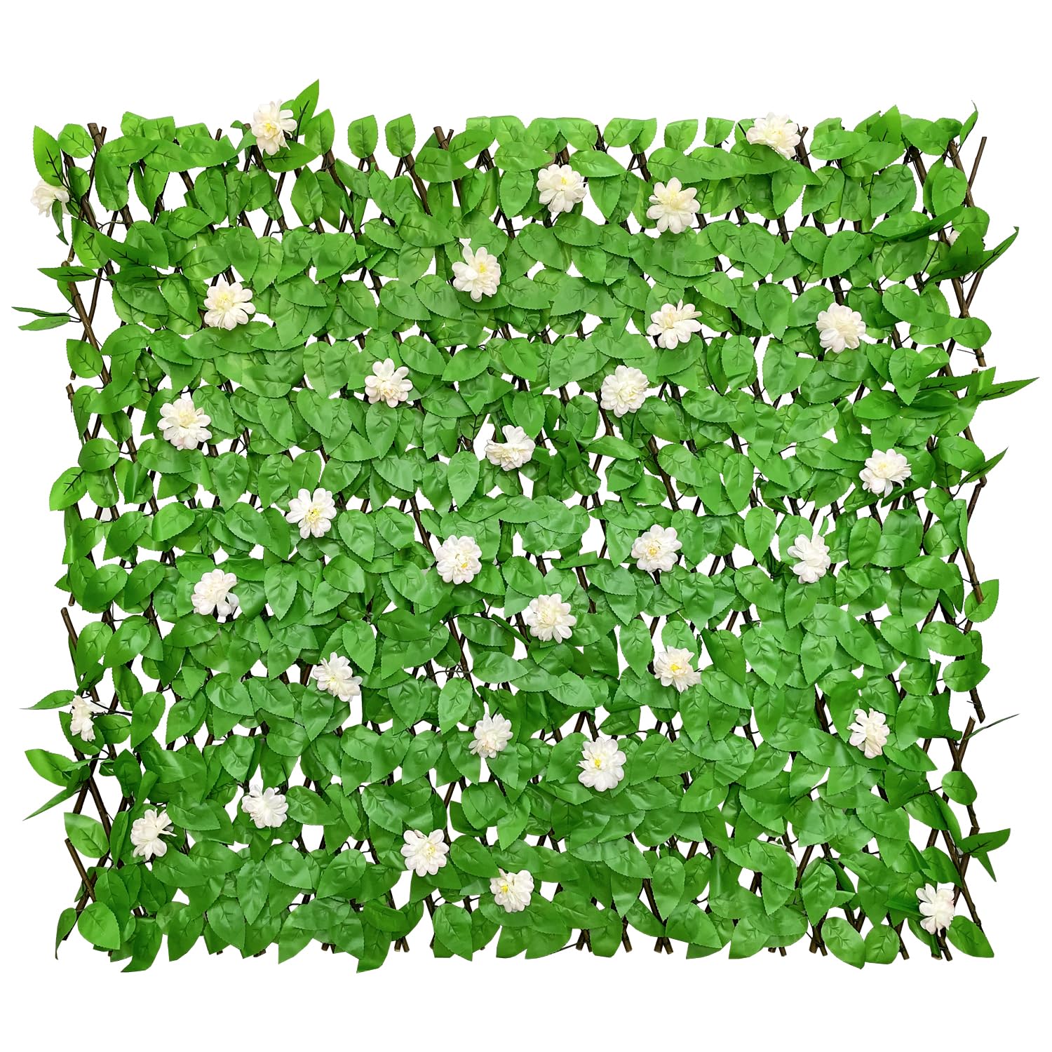 Expandable Faux Ivy Fence Privacy Screen with Artificial Flower