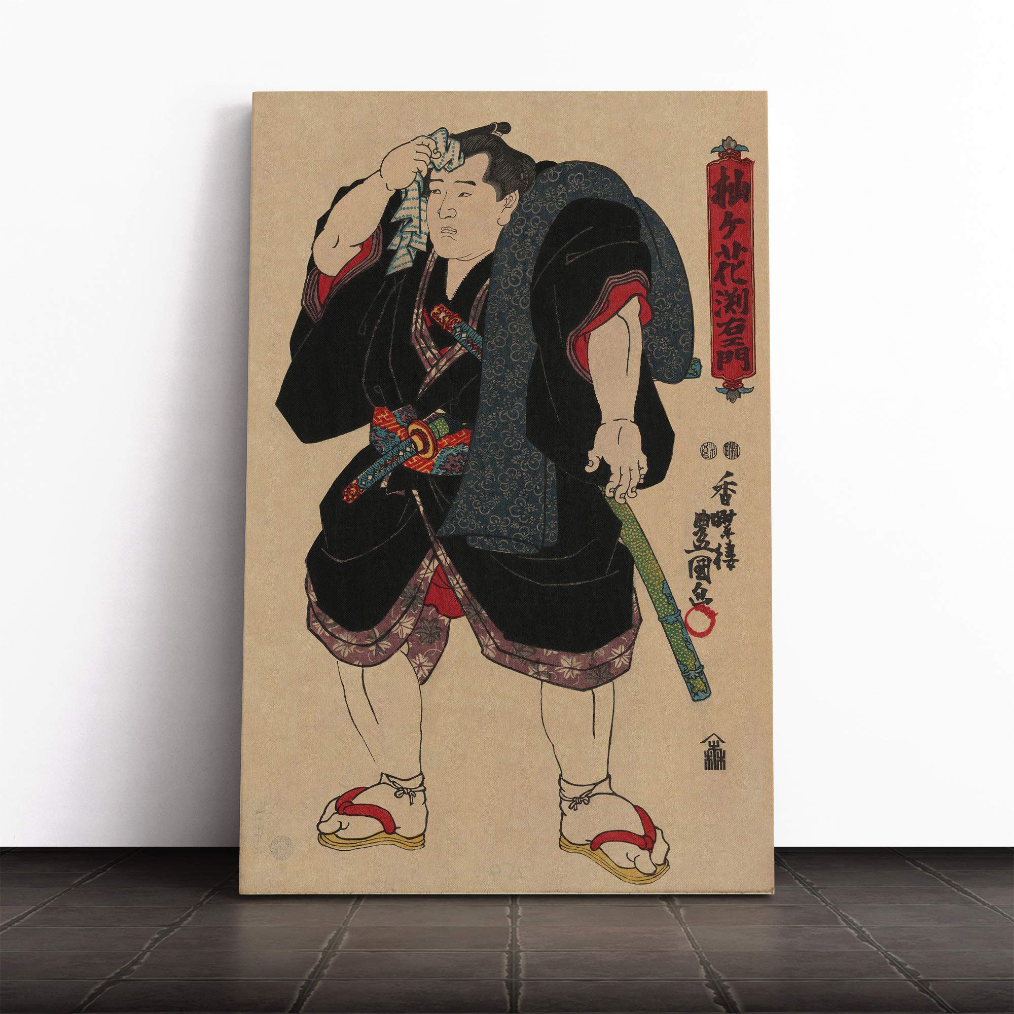 Utagawa Japanese Oriental Sumo Canvas Print | Gallery Wrapped 30mm Frame Wall Art | 24x16 inches | Ready to Hang | Asian Picture | Living Room Bedroom Lounge Office