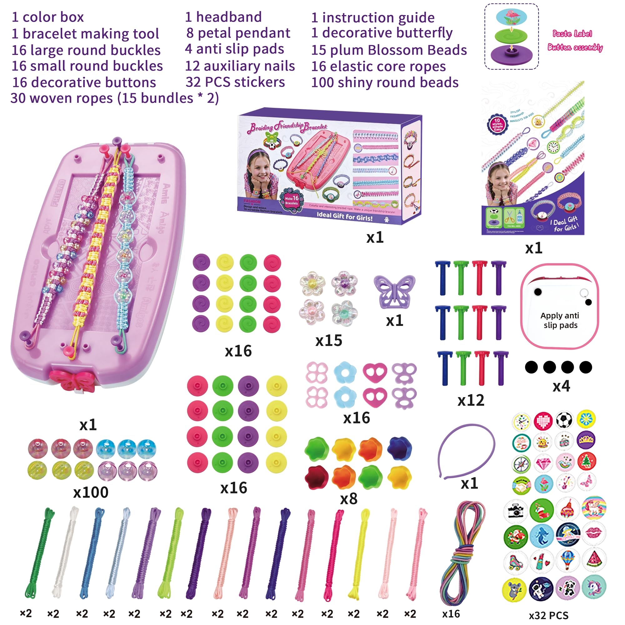 Kimsky Pulseras de la amistad para hacer tú mismo, pulseras para niños, pulseras de la amistad, juego de manualidades, pulseras de anudación, adecuadas para niñas de 6 a 12 años, manualidades para