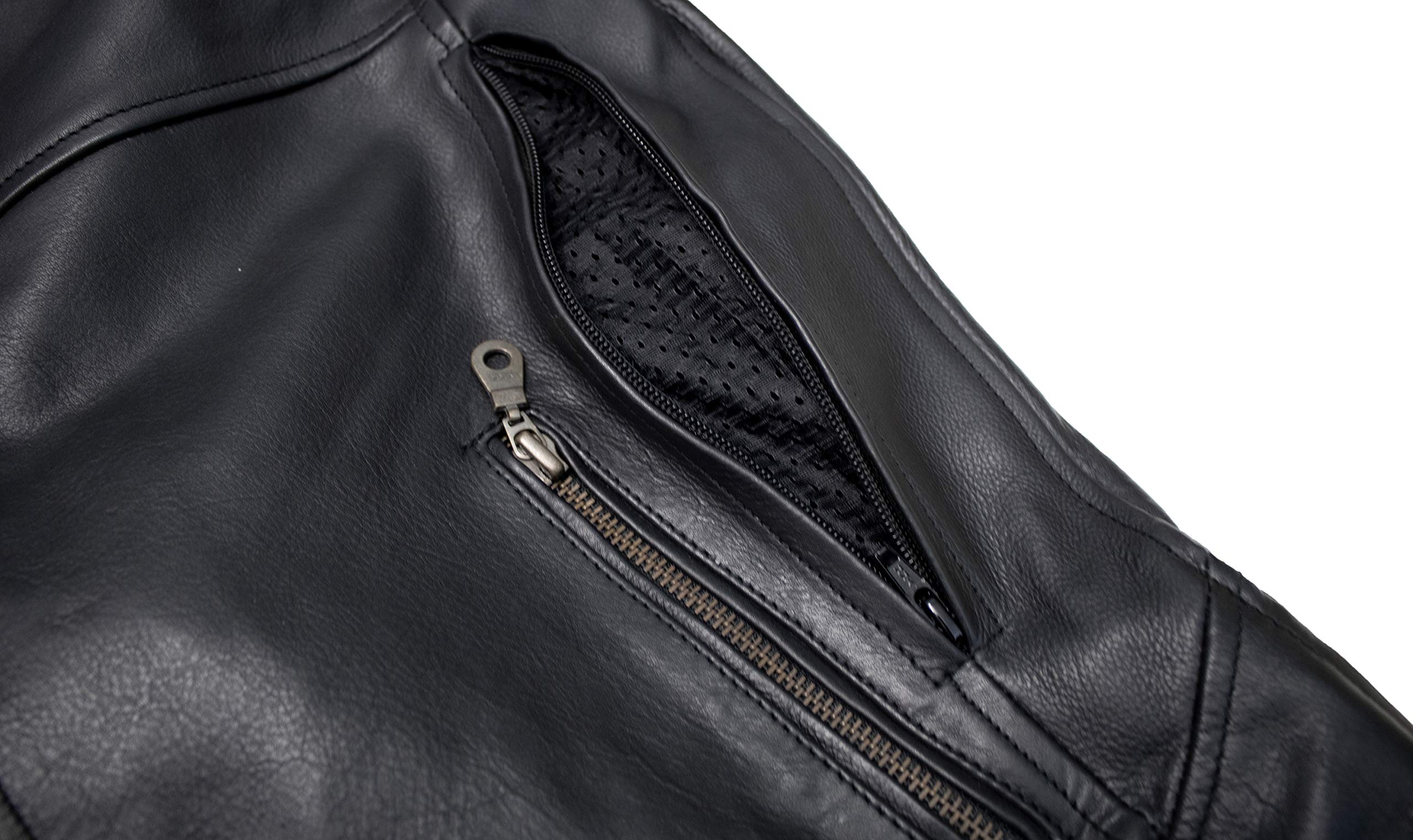 Herren Motorrad Lederjacke, mit Protektoren, mit Kragen