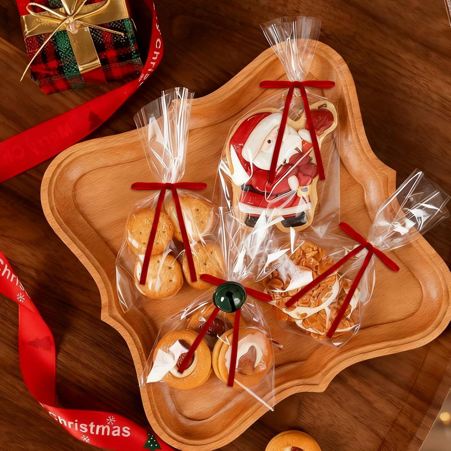 24 PCS Christmas Velvet Bows Christmas Decor Bow Red Twist Tie Bows for Tree Ornament Craft DIY Cake Topper, Ribbon Bows for Gift Wrapping Party Decoration Home Garland Birthday - Image 6