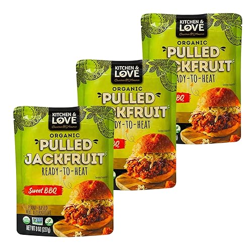 Kitchen and Love, barbacoa dulce de yaca, orgánica, totalmente cocinada, alternativa versátil a base de plantas, sin gluten, lista en 90 segundos,