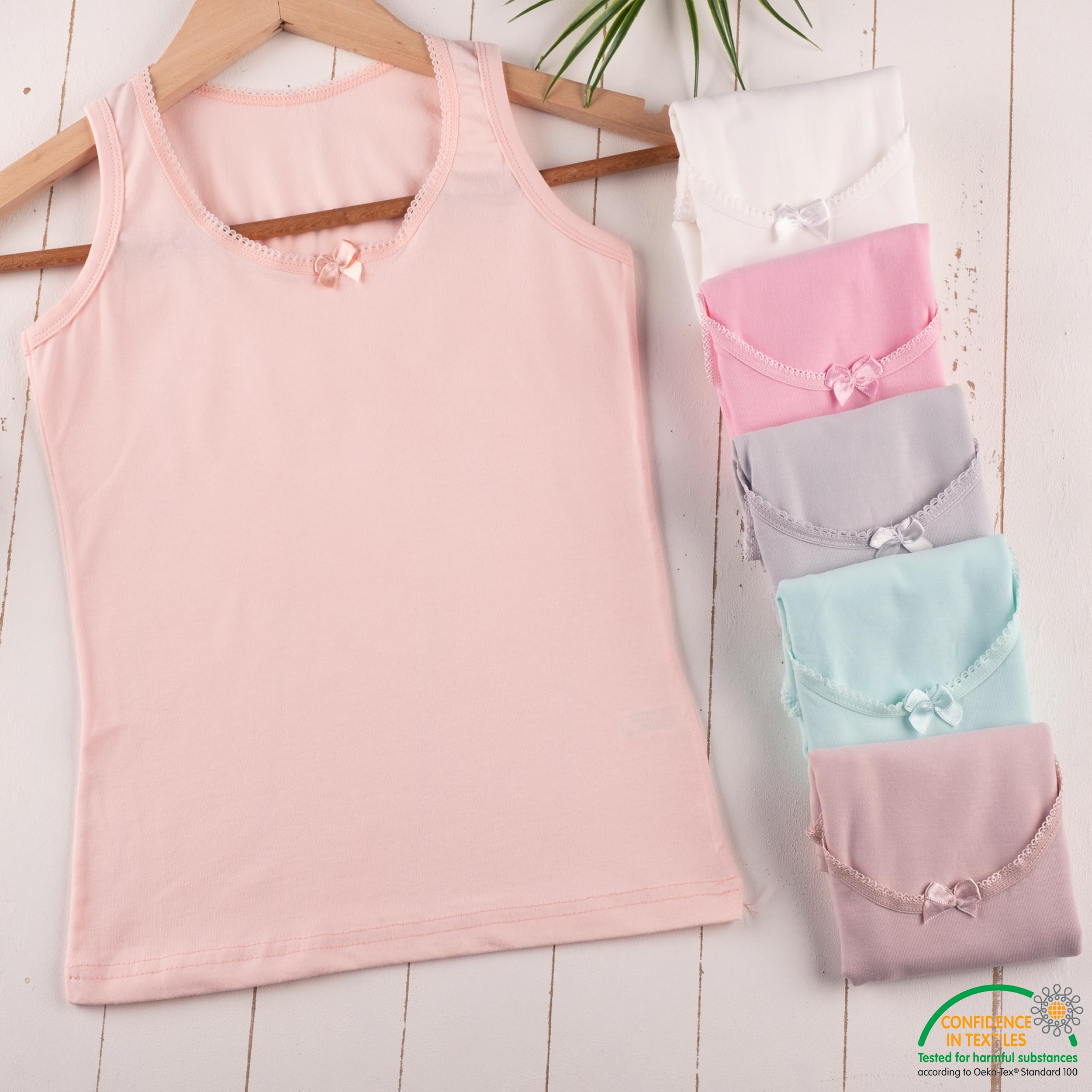 LOREZA ® 6 Camisetas de Tirantes Interiores para Niña Ropa Interior 2-15 años