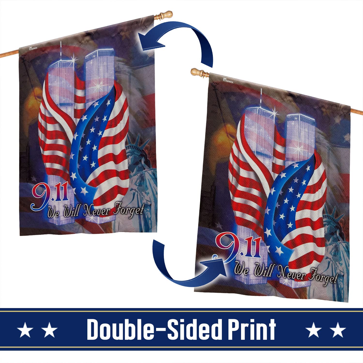 Never Forget 9/11 Gartenflagge – 30,5 X 45,7 Cm, Doppelseitig, Aus Strapazierfähigem Polyester