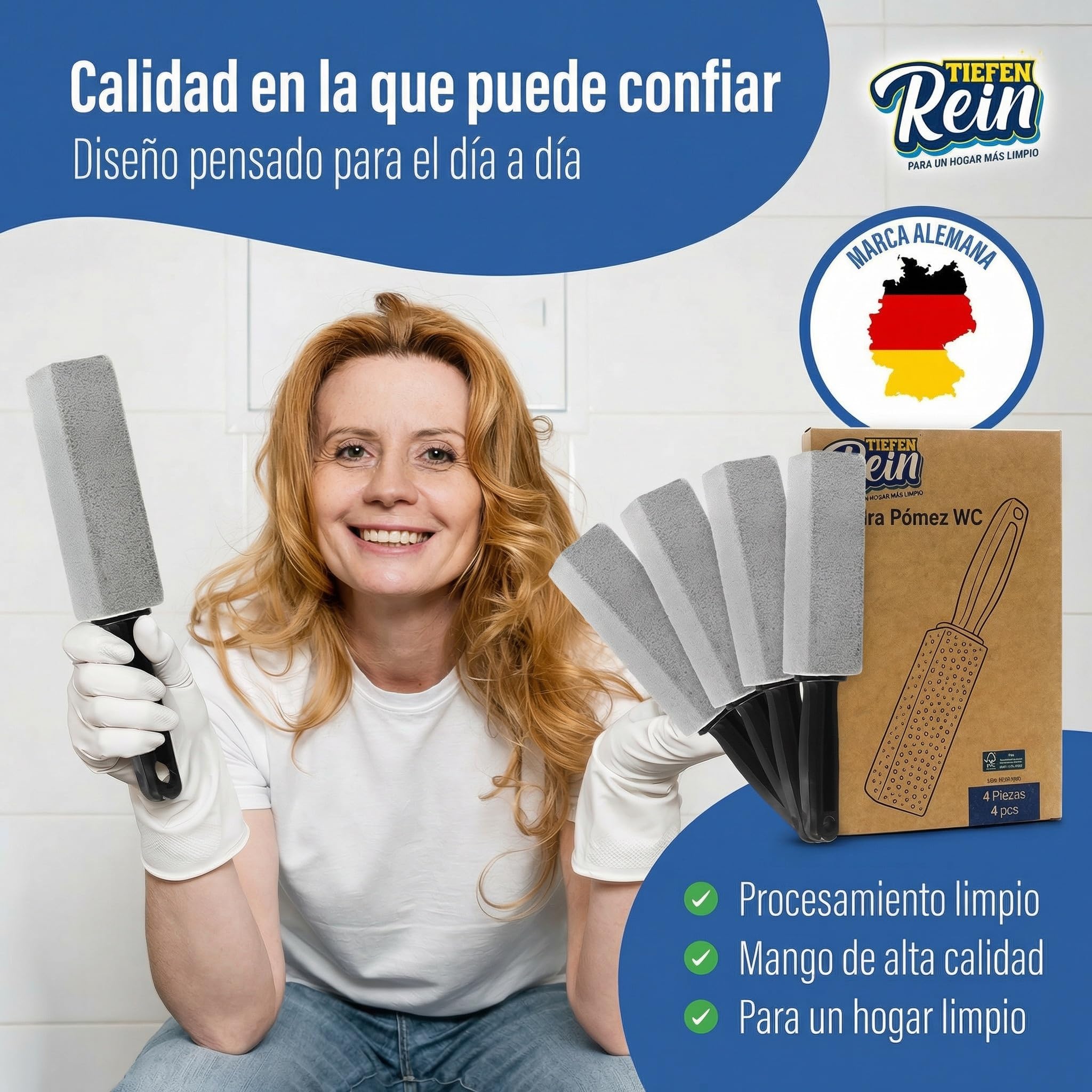 Piedra Pómez WC Profesional 4x – Piedra Pómez para Limpieza WC contra Cal y Manchas, Alternativa a Limpiador aseo, Antical y Piedra Blanca Limpieza para Limpieza Baño y Productos de Limpieza Hogar