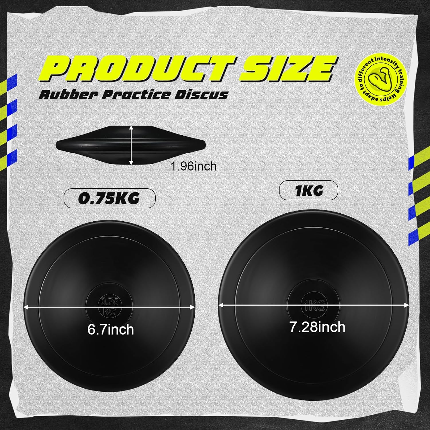 VioraWhite 2 Pack 1 kg 0.75 kg Rubber Practice Discus Sports Training Black Smooth Surface Black Rubber Discus for High School Track and Field Equipment Discuses Outdoor Practice Throwing