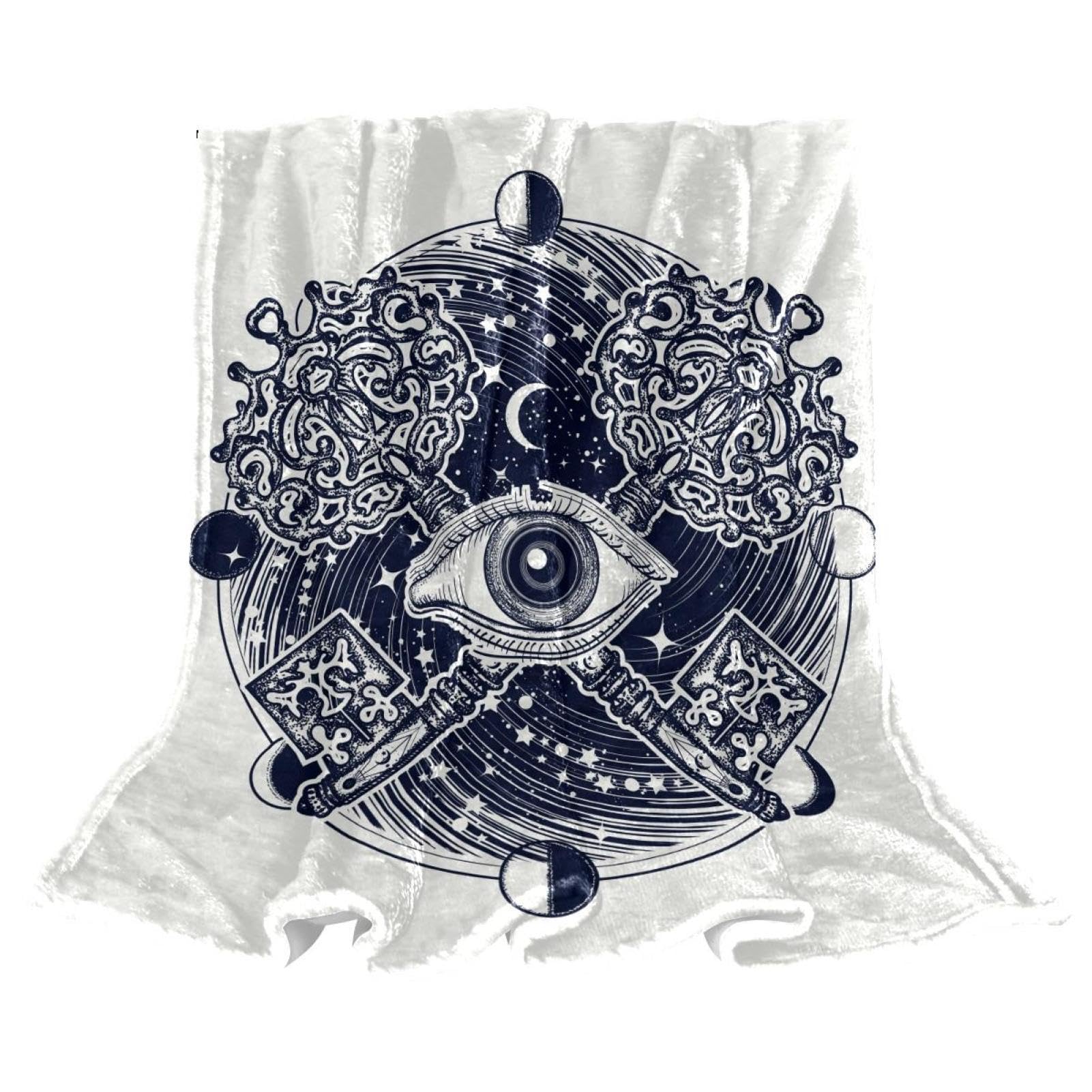 Couverture polaire oeil de lune étoilé 150x100 cm plaid doux pour lits et canapés