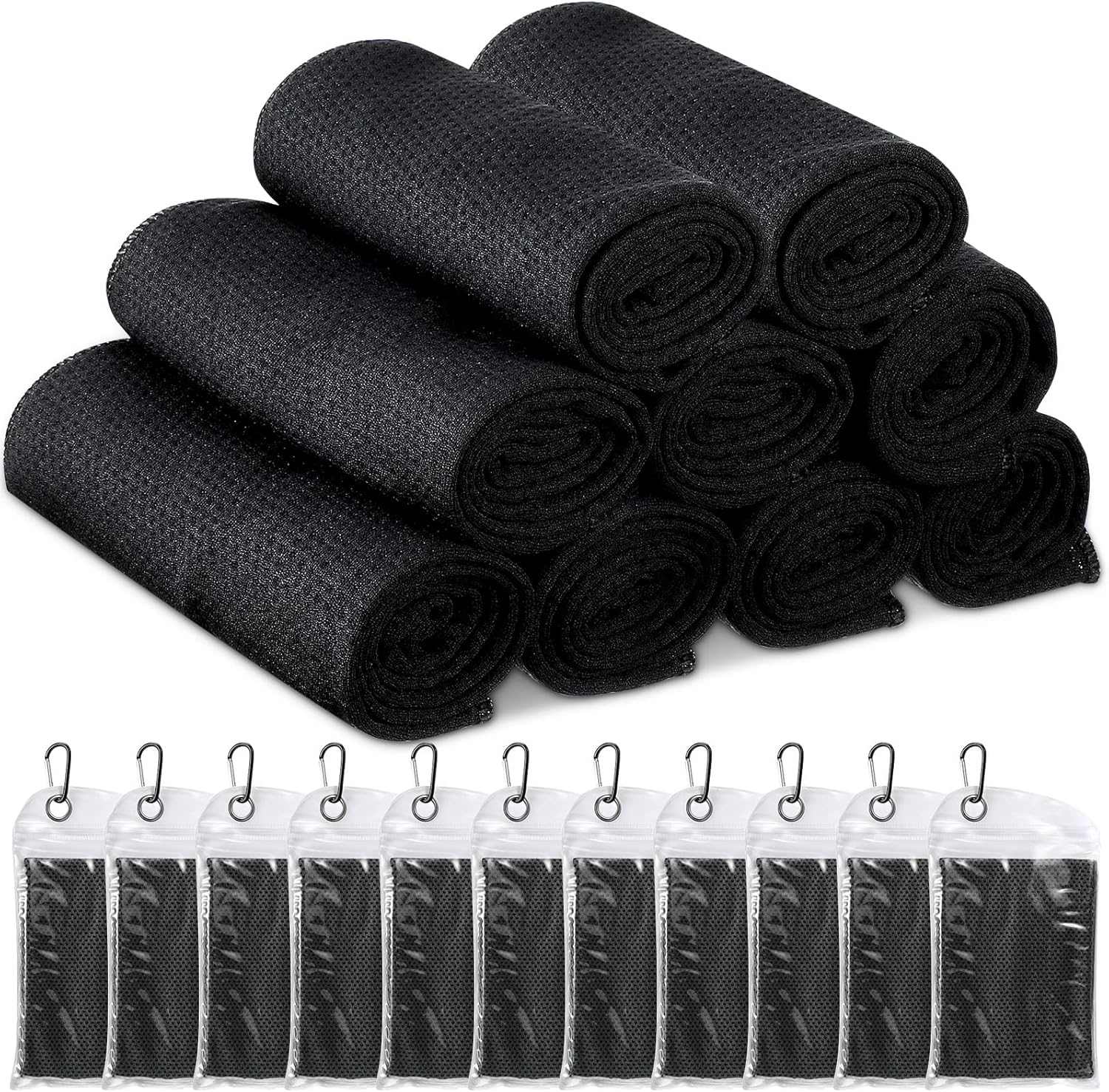 Redbaker 20 Pack Cooling Towel for Neck and Face Hot Weather 40'' x 12'' Soft Breathable Chilly Ice Towel with Bag Microfiber for Yoga Gym Men Women Workout Travel Camping(Black)