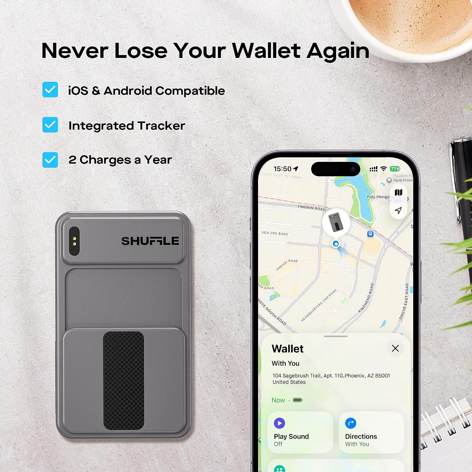 Shuffle Wallet 2.0, Innovative Fanning Mechanism Men Wallet (Gunmetal)