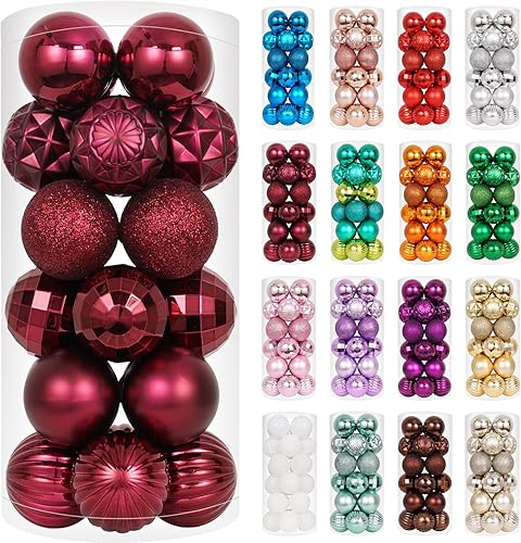 Miniatura 222 de XmasExp Juego de 24 mini esferas de Navidad inastillables para bolas de árbol de Navidad de 1.181 in/1.18 pulgadas (oro rosa)