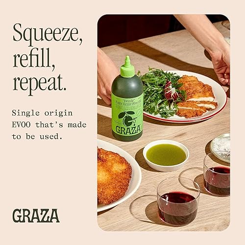 Miniatura 7 de Graza Drizzle Extra Virgin Olive Oil, Finishing Oil - High Polyphenol Early Harvest EVOO Finishing Oil in a Squeeze Bottle - Single Farm Olives from