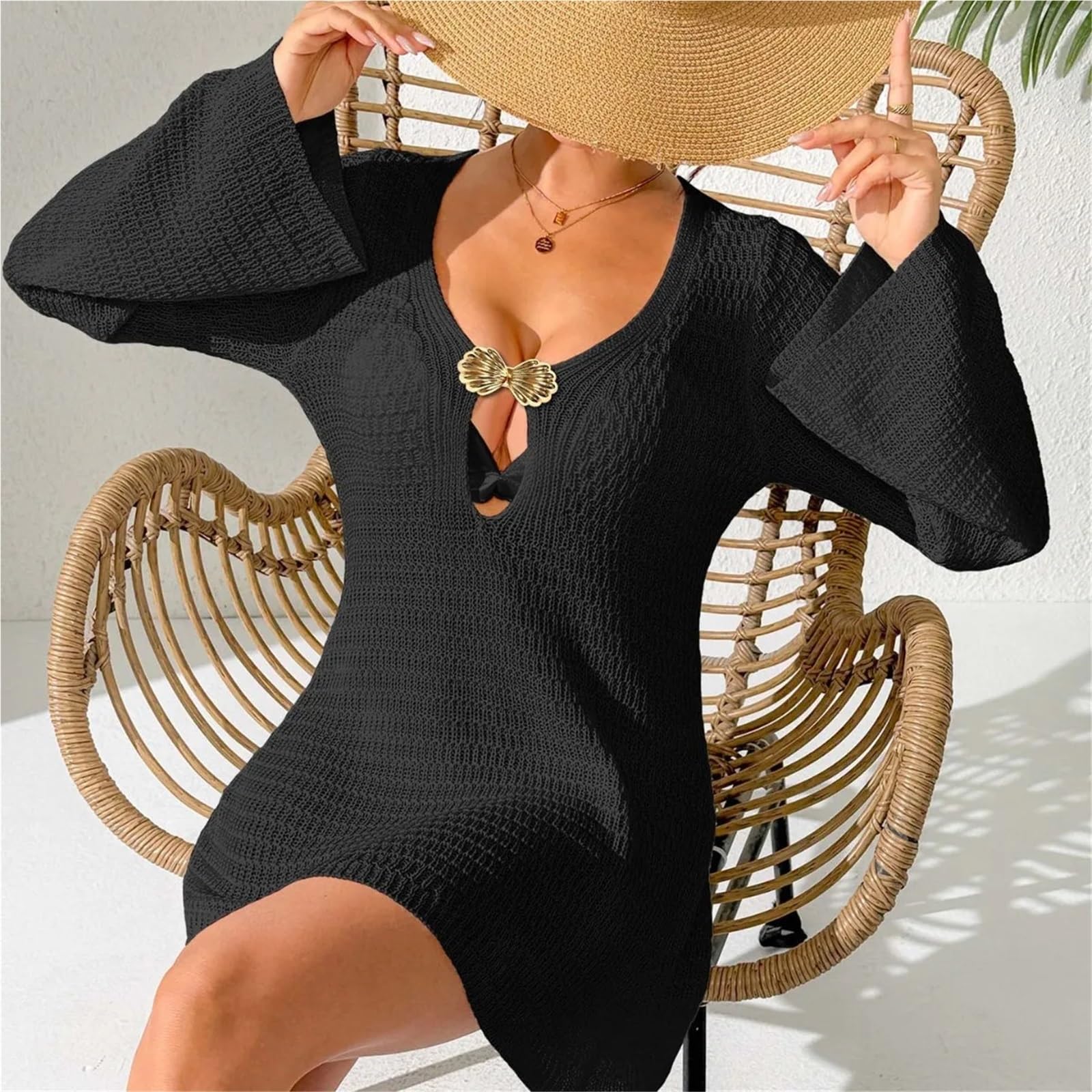 Prendas para cubrir el bañador, Bikini Cover Up Multicolor Múltiples Tamaños Playa Mujer Poliéster