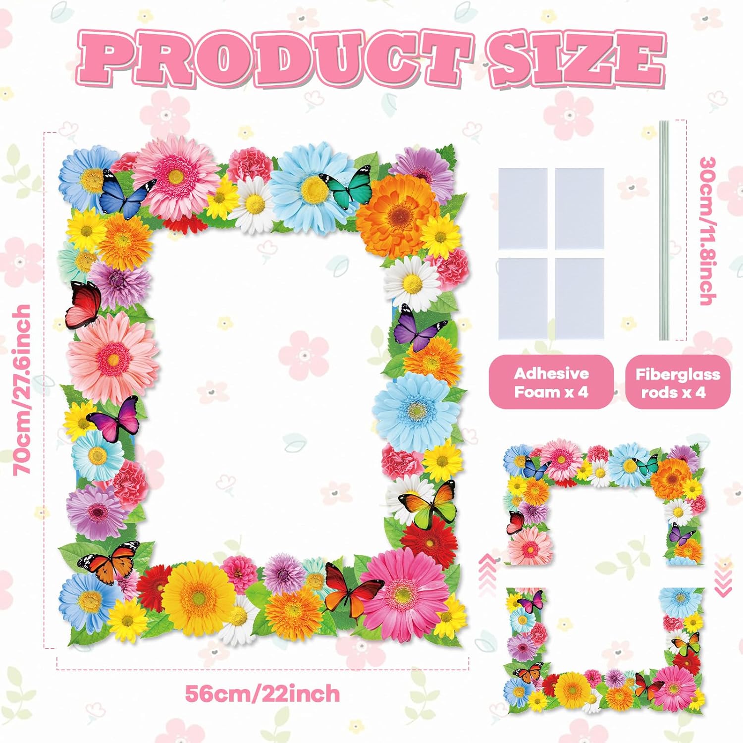 Spring Photo Booth Props Spring Party Decorations Butterfly Photo Booth Frame Flowers Theme Selfie Picture Frame Spring fling Decorations for Wedding Bridal Shower Bachelorette Birthday Party Supplies