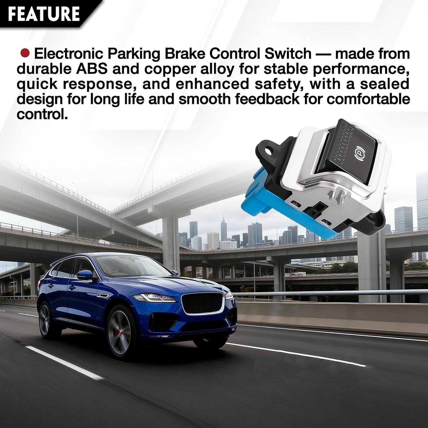 Electronic Parking Brake Control Switch Button Fit for Jaguar F-Pace 2017-2023 Fit for Jaguar XF 2016-2021 Fit for Jaguar XE 2017-2020 Replaces T2H39311 T2H36871