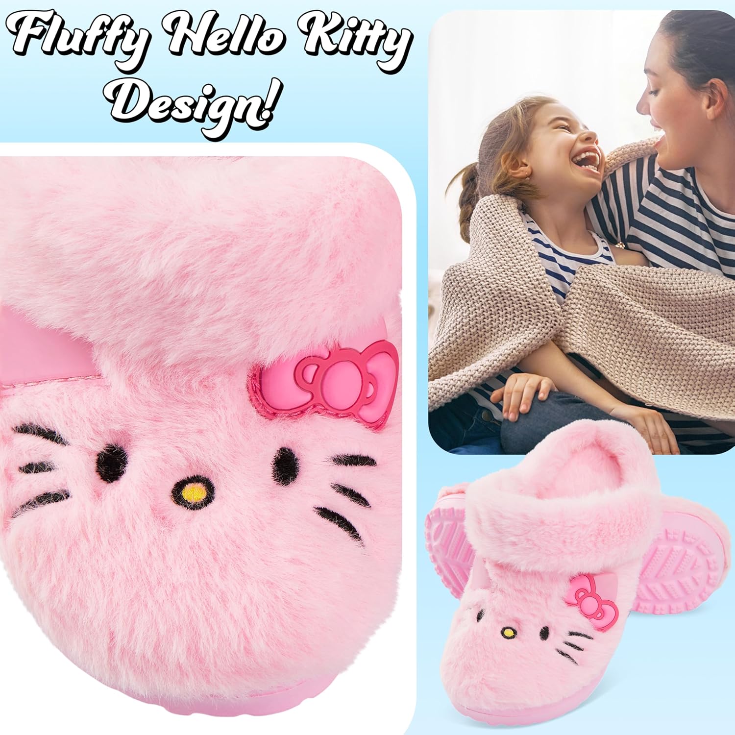 Hello Kitty Sanrio Faux Fur Clogs for Girls, US 10–3, Slip On Shoes, Kuromi Anti Slip House Slippers, Kawaii Gifts for Girls - Image 3