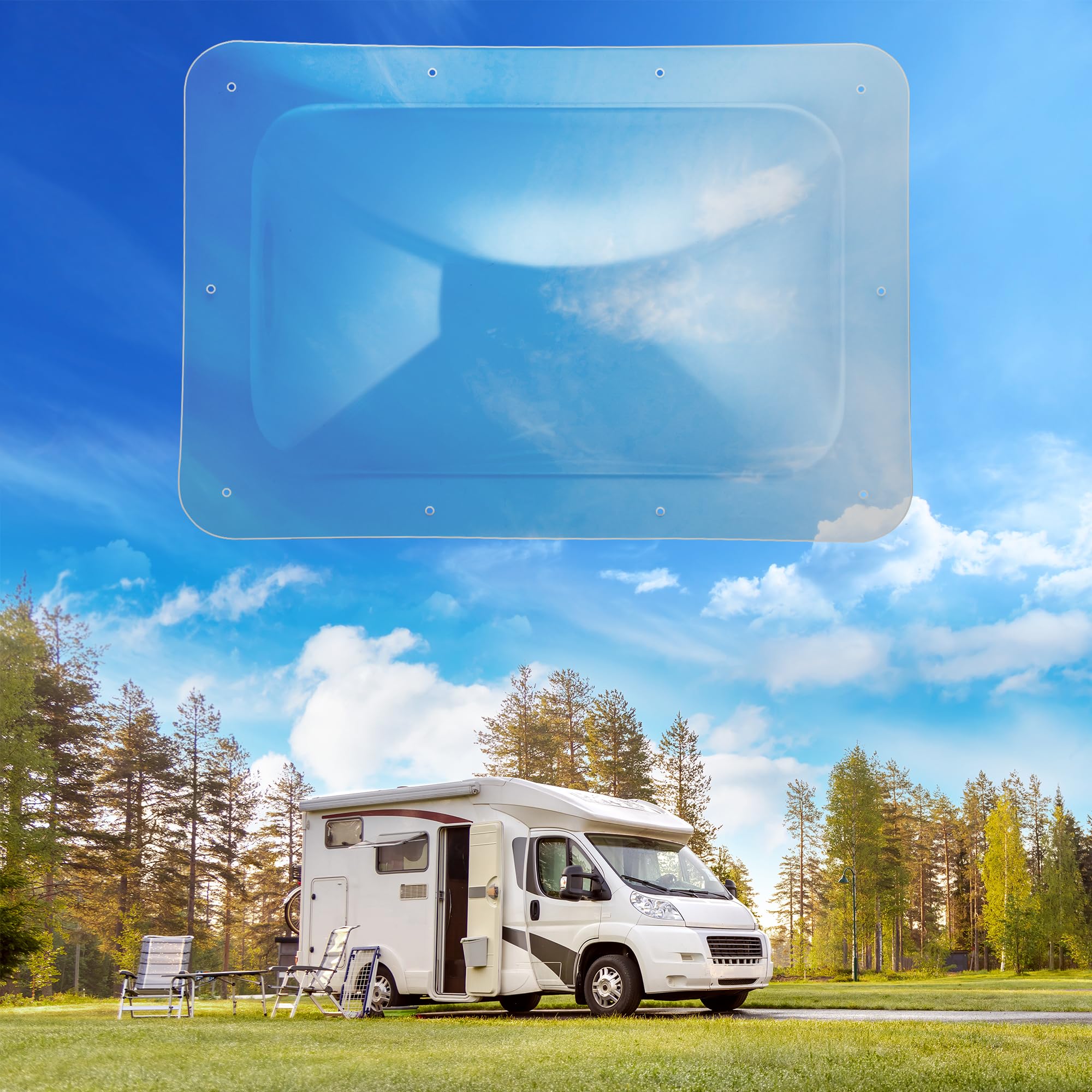 Rengue RV Skylight, 18" x 26" OD RV Skylight Cover, DIY RV Skylight Dome Opening, 14" x 22" Sturdy High-Strength Replacement for RVs, Easy Installation, UV Resistant, Clear