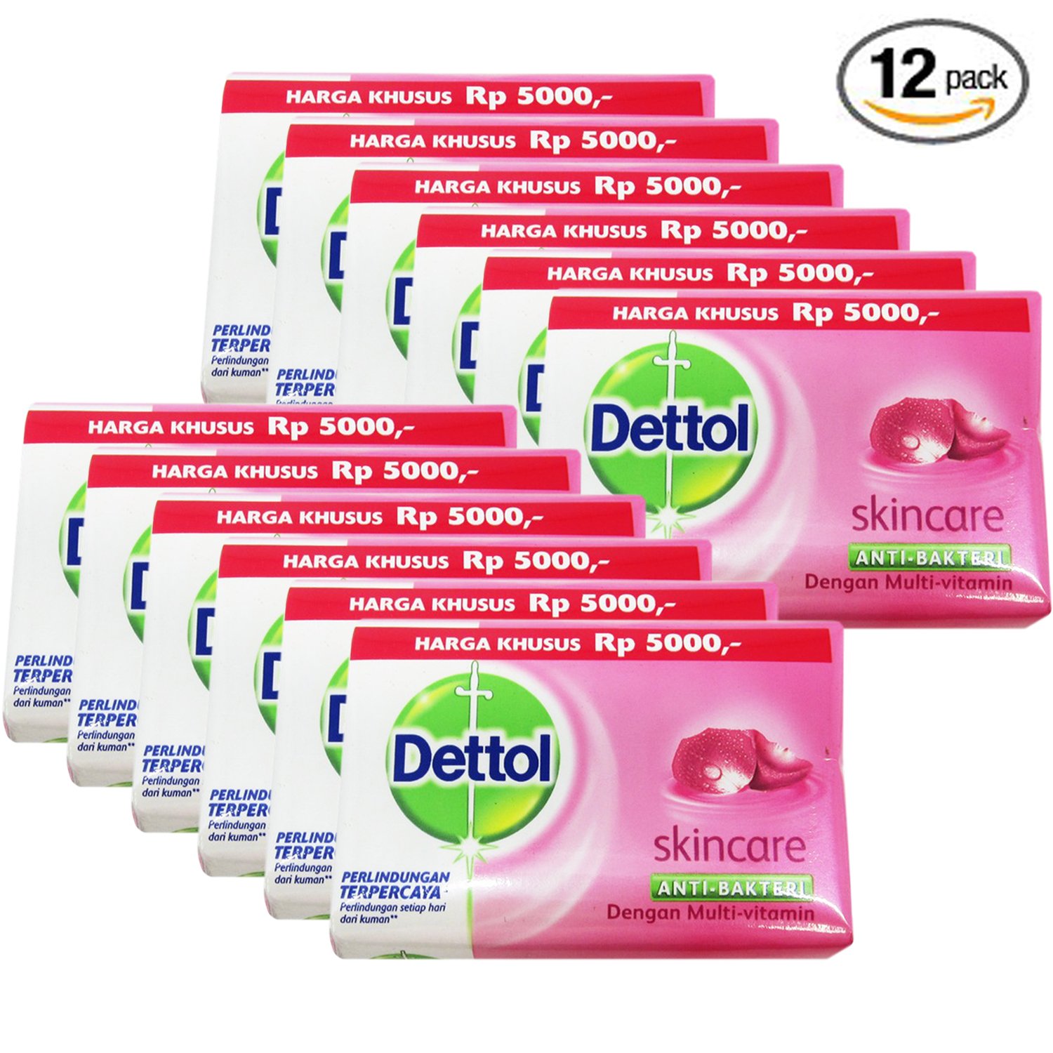 Dettol Anti-Bacterial Bar Soap, Skincare, 110 Gr / 3.88 Oz (Pack of 12)
