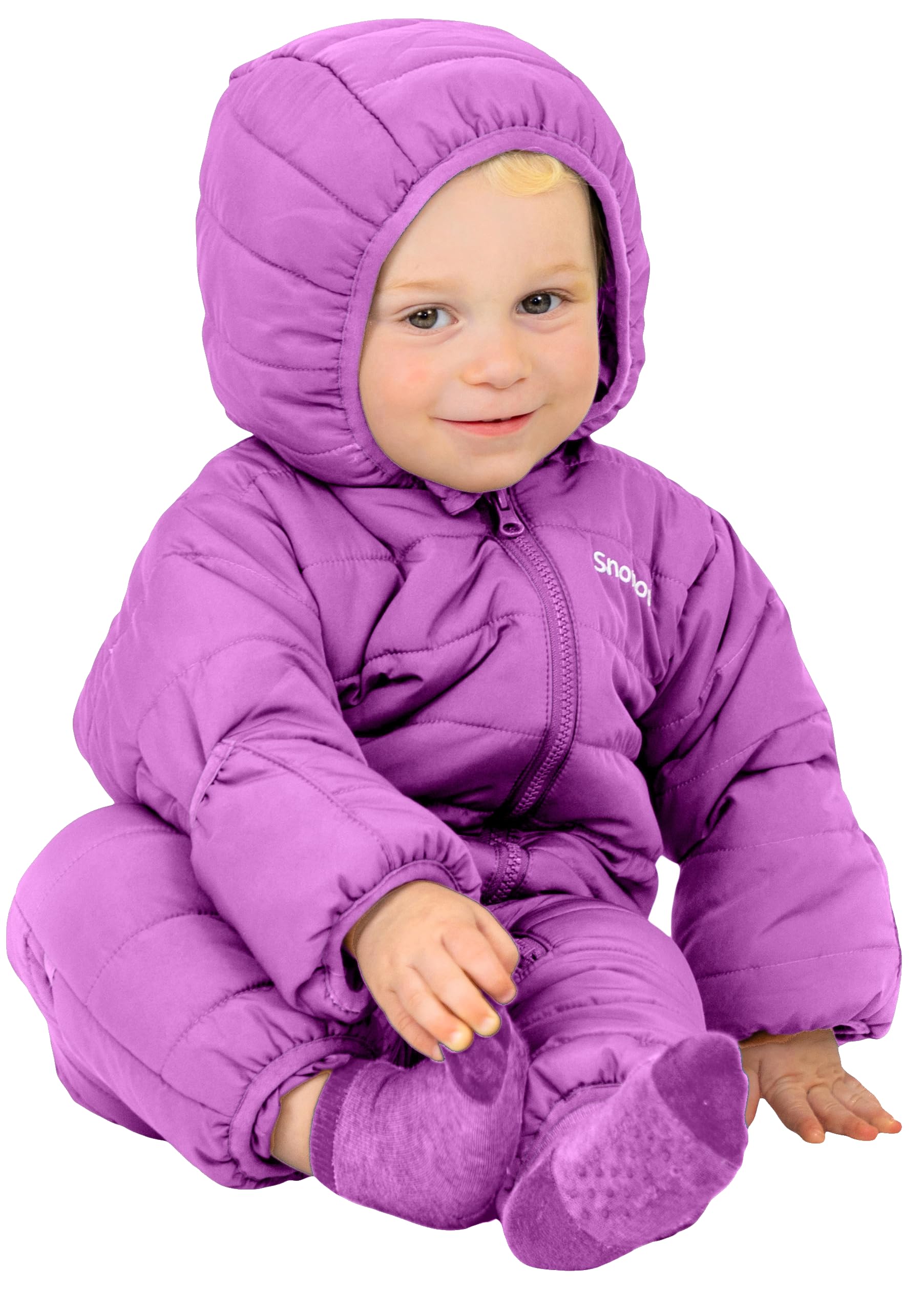 Snonook Baby Snowsuit Boys' & Girls' Insulated Powder Light Waterproof Snowsuit - Infant Snowsuit, Violet Purple, 6/12 Months
