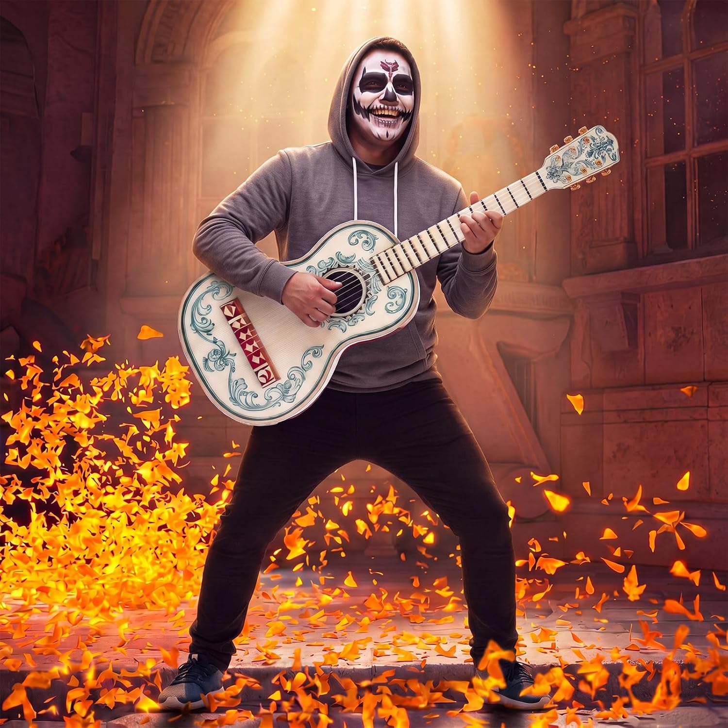 Teyva 3.3ft White Guitar Cardboard Cutout Prop for Halloween Costume