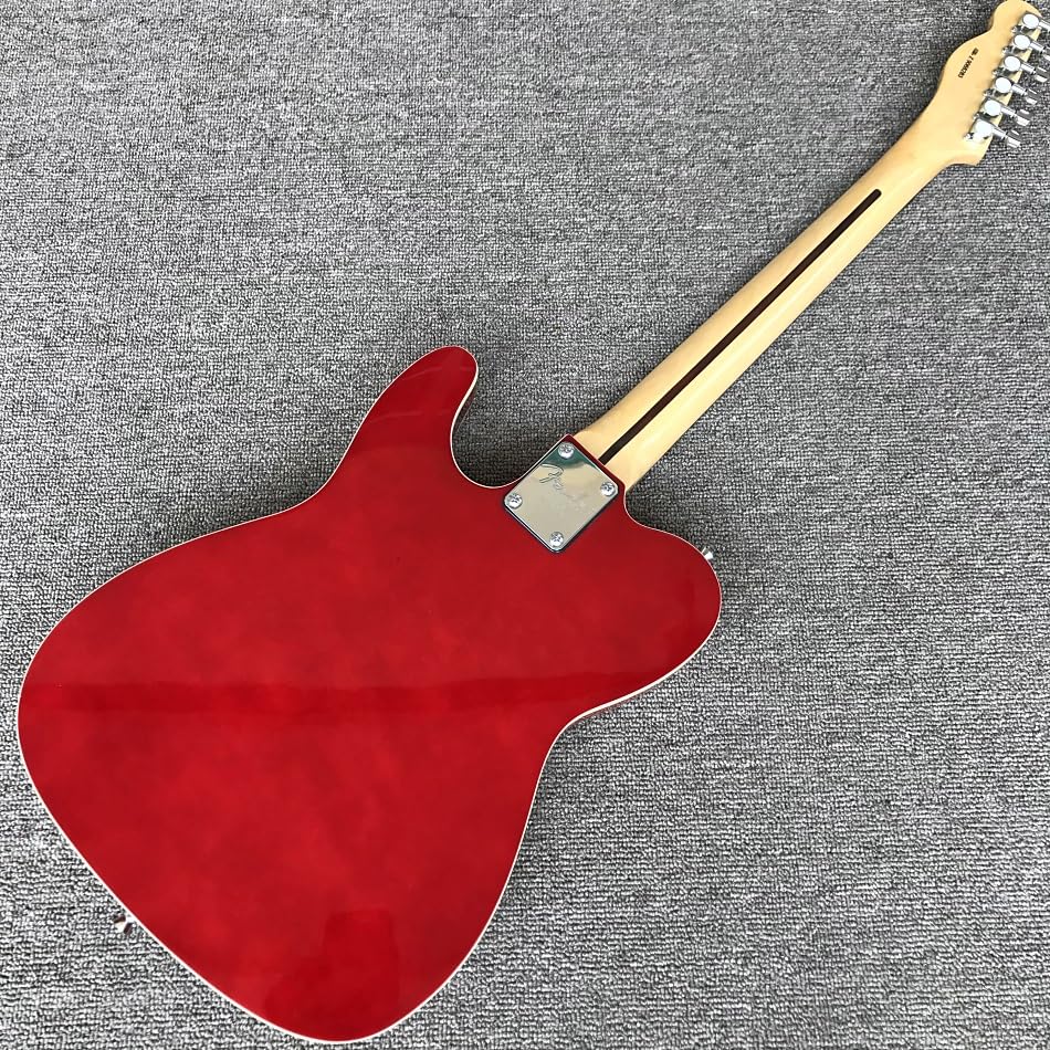 Chitarra elettrica TELE rossa personalizzata con tastiera in palissandro e vibrato cromato - Guitarra Electrica professionale
