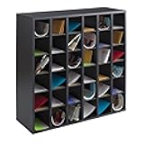 Safco Wooden Paper and Mail Organizer for Home Office and Classroom, Adjustable Shelves and Stackable, 36 Compartments, Black