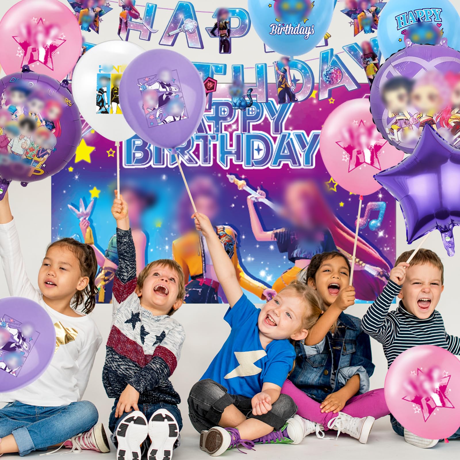 42 Pezzi Huntrs Kit Compleanno Decorazioni, Kit Palloncini Decorazioni per Festa di Compleanno (B)