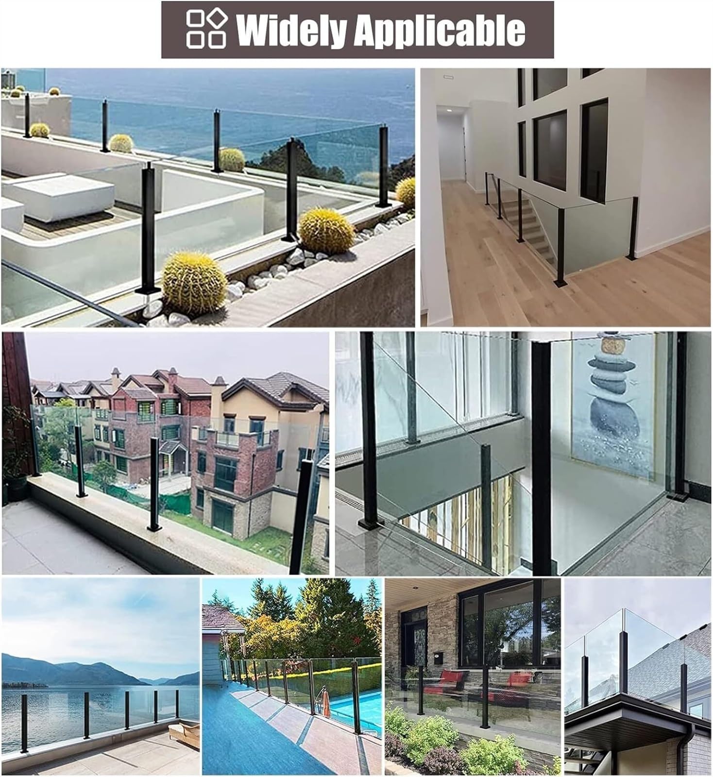 Wytrzymały zestaw słupków balustradowych z czarnego aluminium – nowoczesny system balustrad pokładowych do użytku wewnątrz i na zewnątrz 95 cm osłona schodów dla bezpieczeństwa stylowa łatwa