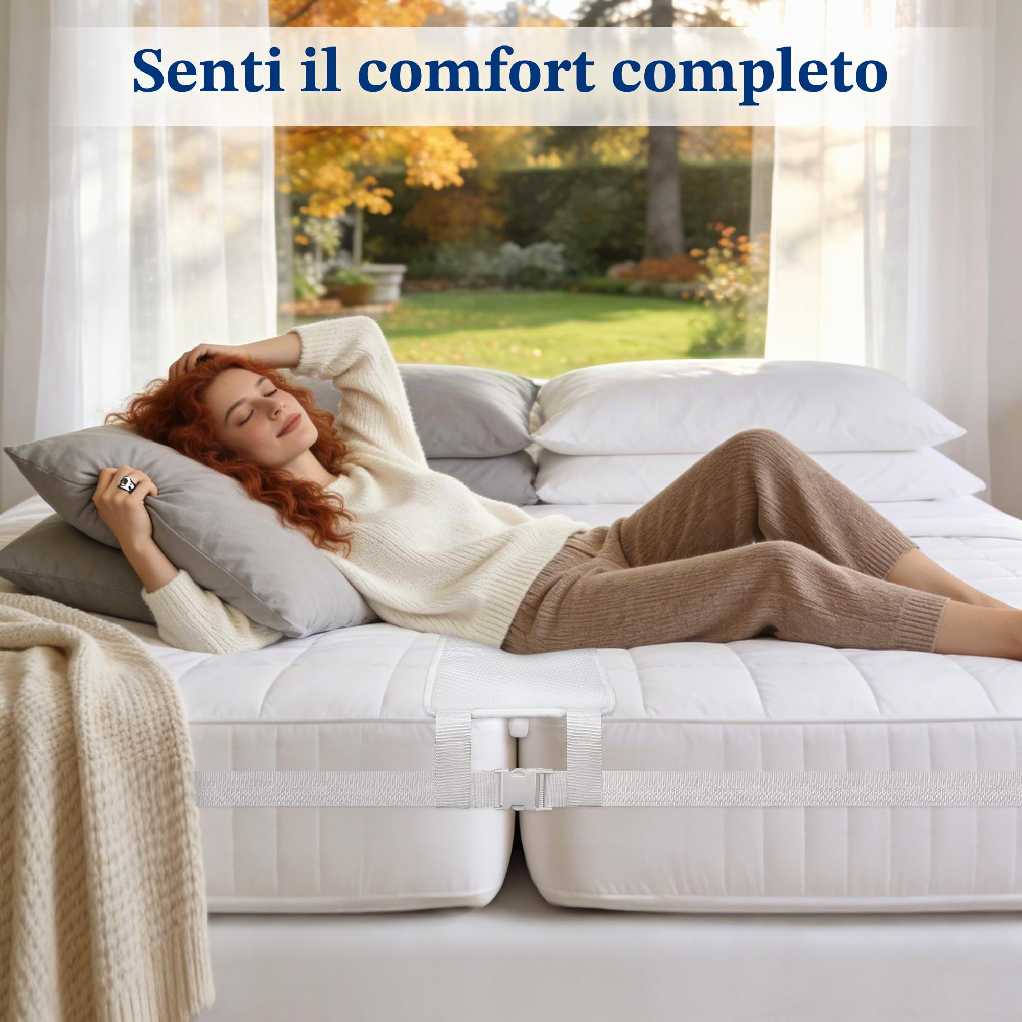 FeelAtHome Kit Unisci Materassi – Fascia e Cinghia per Unire Due Materassi Singoli in Matrimoniale, 30,5 cm Riempie Lo Spazio tra i Materassi