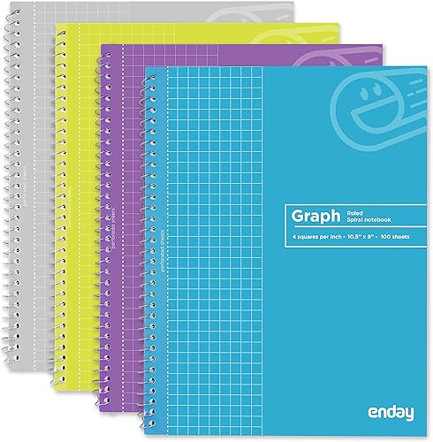 Emraw Cuadernos de papel cuadriculado, cuadrícula cuadriculada, cuadrícula cuadriculada, resistente, 100 hojas de colores surtidos, libros gráficos