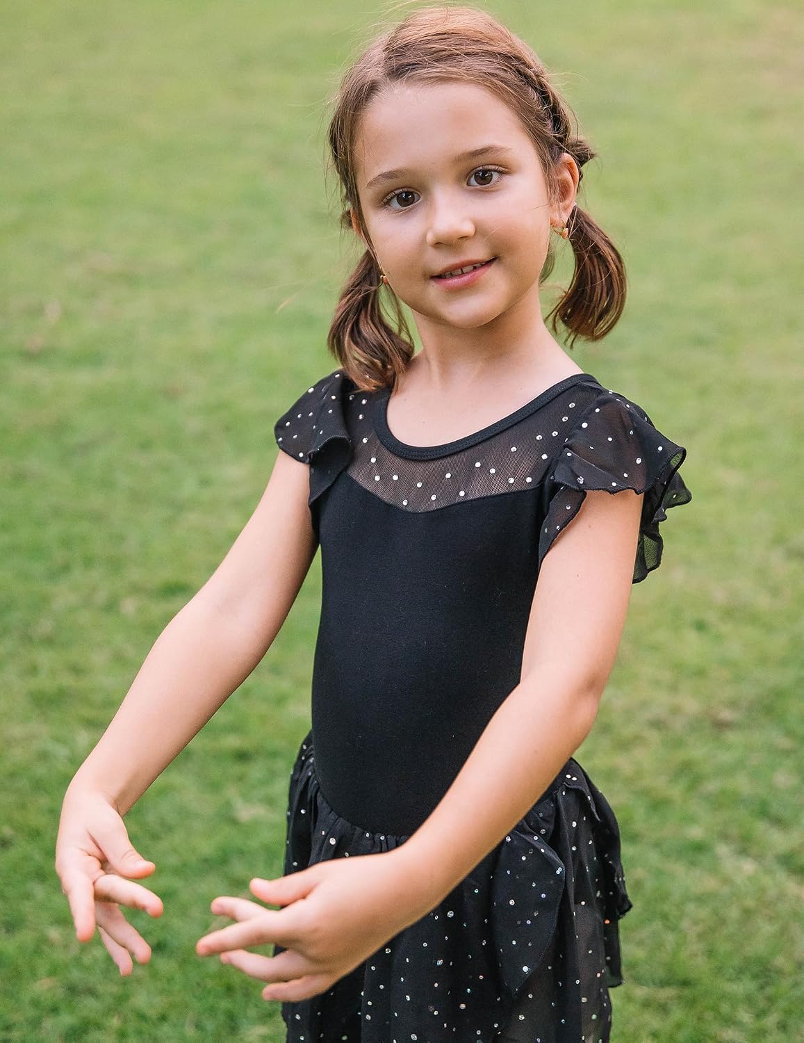 Zaclotre Girls Ballet Leotards Ruffle Sleeve Sparkle Dance Leotard image 2
