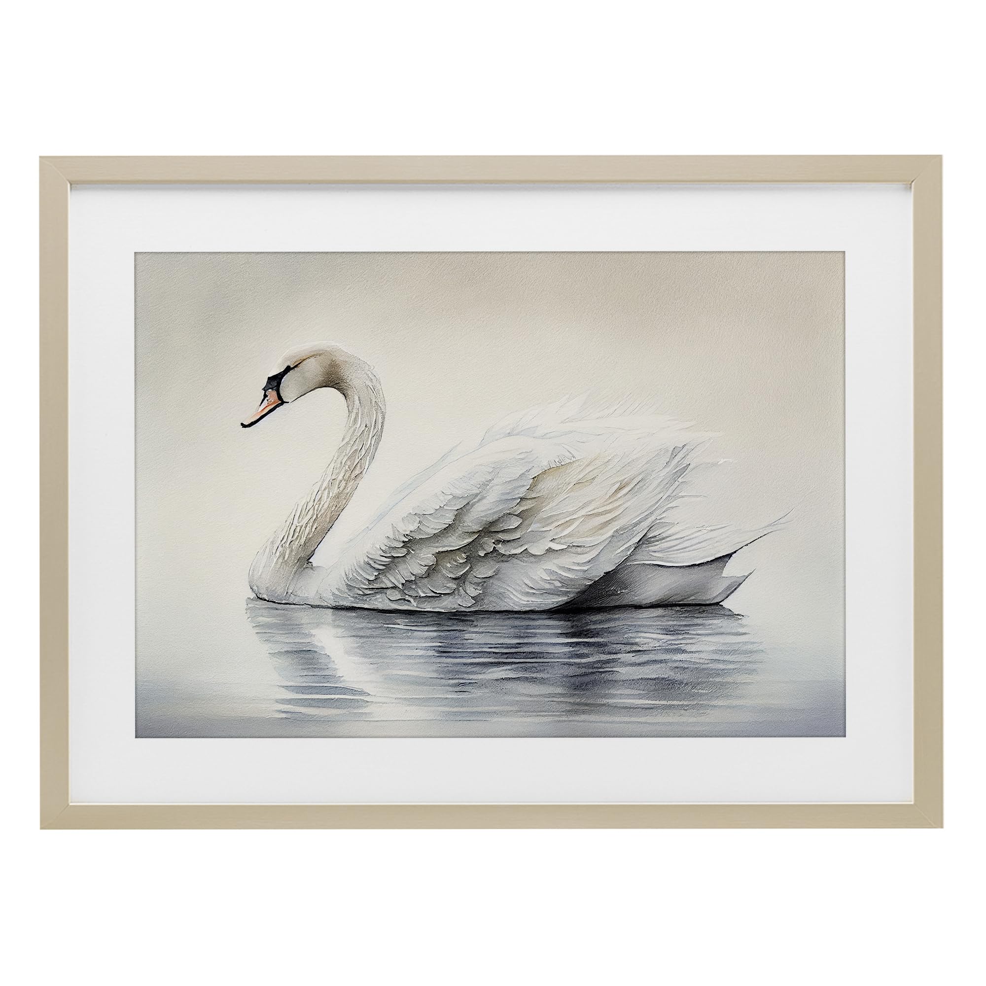 Stupell Industries Elegant Floating Swan Birch Framed Print Under Glass, design by Sasha, 14 x 20